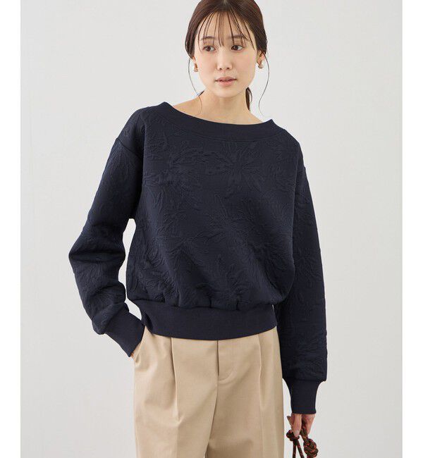 Rope&rsquo;Picnic「2WAYボートネック花柄ふくれジャガードプルオーバー」|スウェット・ジャージ|