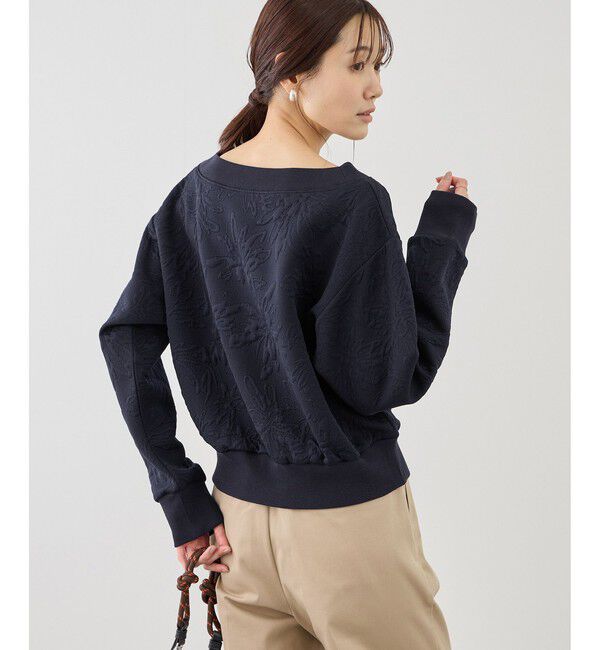 Rope&rsquo;Picnic「2WAYボートネック花柄ふくれジャガードプルオーバー」|スウェット・ジャージ|