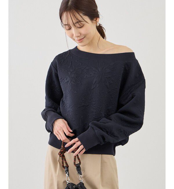 Rope&rsquo;Picnic「2WAYボートネック花柄ふくれジャガードプルオーバー」|スウェット・ジャージ|