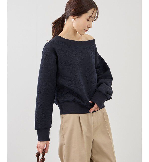 Rope&rsquo;Picnic「2WAYボートネック花柄ふくれジャガードプルオーバー」|スウェット・ジャージ|