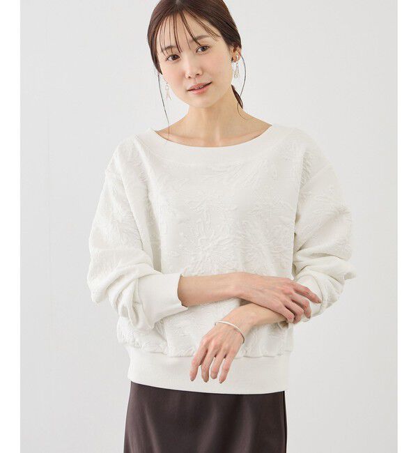 Rope&rsquo;Picnic「2WAYボートネック花柄ふくれジャガードプルオーバー」|スウェット・ジャージ|