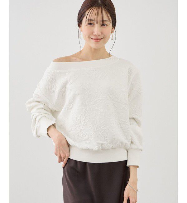 Rope&rsquo;Picnic「2WAYボートネック花柄ふくれジャガードプルオーバー」|スウェット・ジャージ|