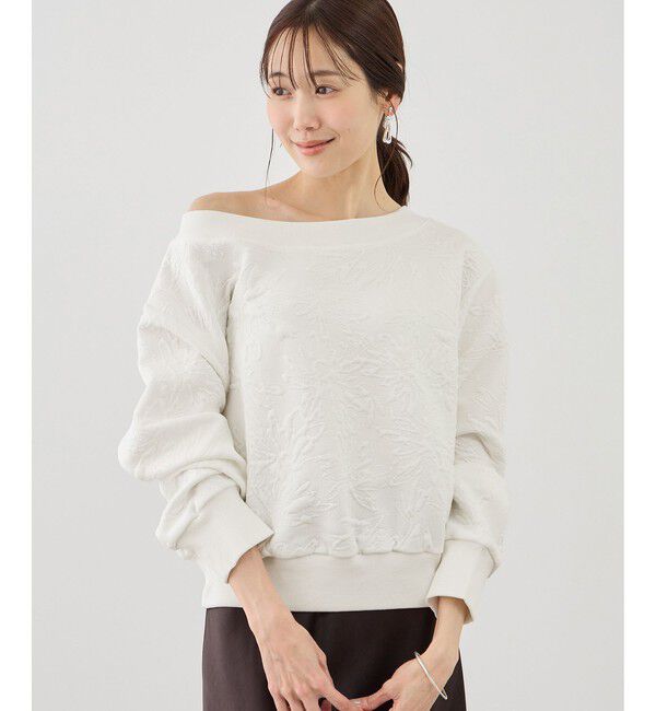 Rope&rsquo;Picnic「2WAYボートネック花柄ふくれジャガードプルオーバー」|スウェット・ジャージ|