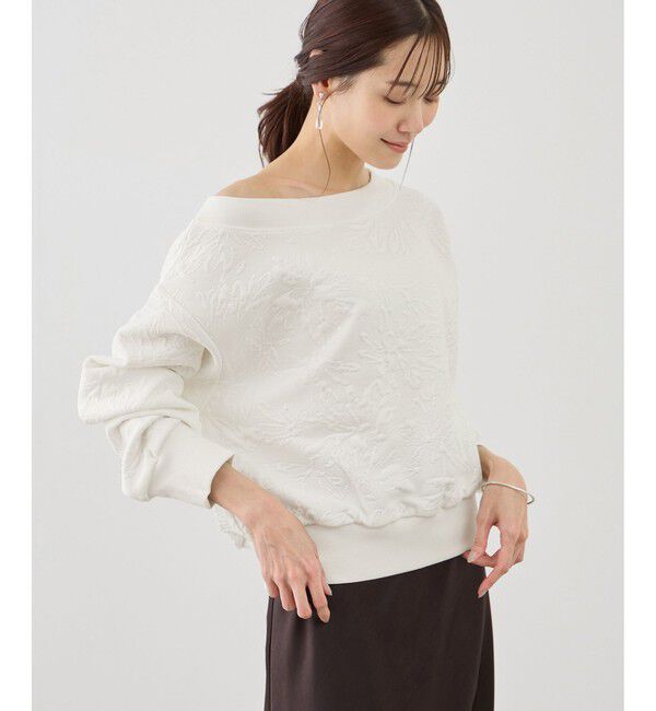 Rope&rsquo;Picnic「2WAYボートネック花柄ふくれジャガードプルオーバー」|スウェット・ジャージ|