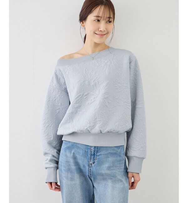 Rope&rsquo;Picnic「2WAYボートネック花柄ふくれジャガードプルオーバー」|スウェット・ジャージ|