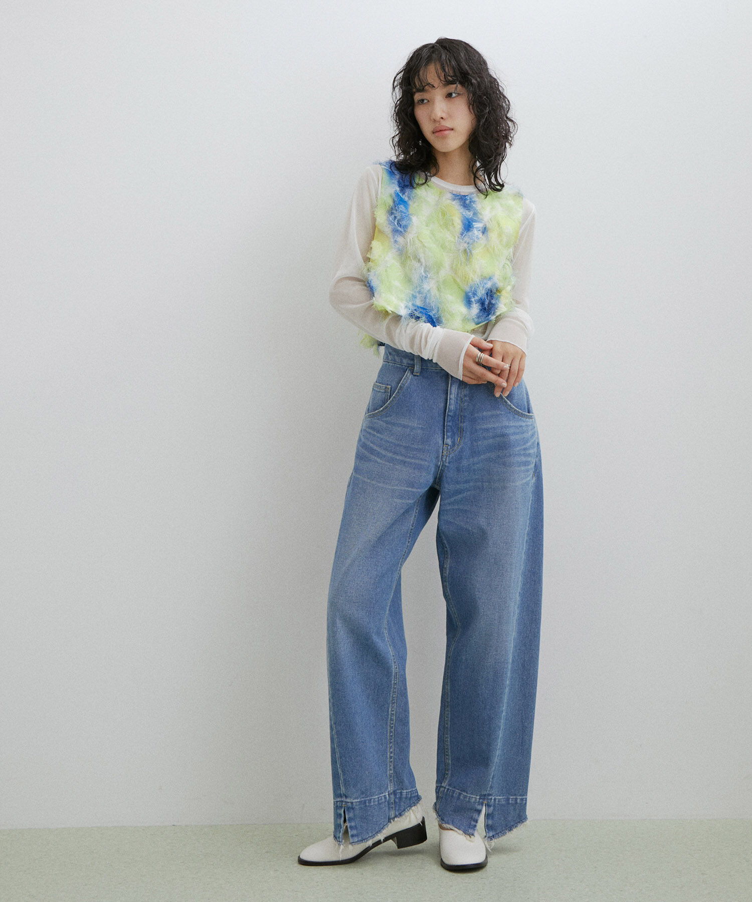 ADAM ET ROPE'「【サステナブル】ルーズフィットアジャストデニム」|デニム|