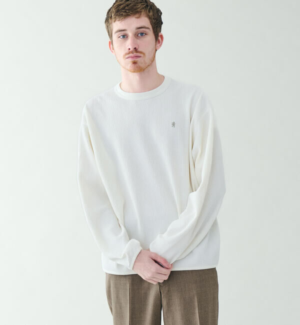 GYMPHLEX「Gymphlex | ワッフル クルーネック長袖プルオーバー MEN」|Tシャツ・カットソー|OFFWHITE