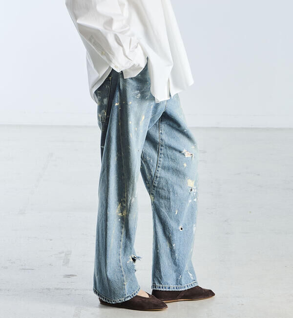  「SOPHIE TALKS ABOUT THE WEATHER | ダメージ バックシンチ デニムパンツ WOMEN」|デニム|