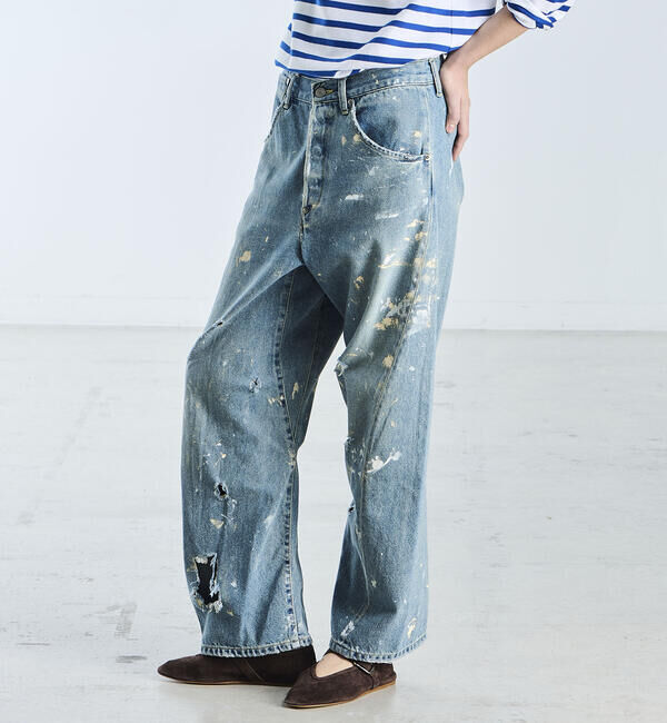  「SOPHIE TALKS ABOUT THE WEATHER | ダメージ バックシンチ デニムパンツ WOMEN」|デニム|