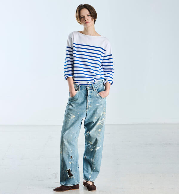 「SOPHIE TALKS ABOUT THE WEATHER | ダメージ バックシンチ デニムパンツ WOMEN」|デニム|