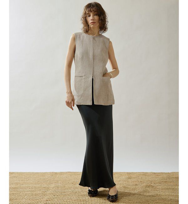 Drawing Numbers「【Drawing Numbers】ヘビーリネンクルーネックジレ」|ベスト・ジレ|