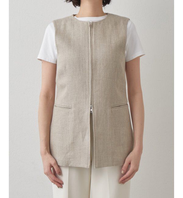 Drawing Numbers「【Drawing Numbers】ヘビーリネンクルーネックジレ」|ベスト・ジレ|