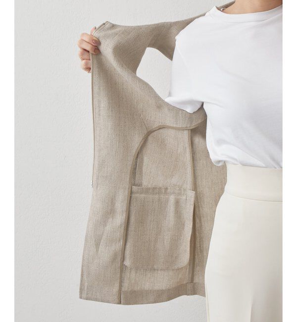 Drawing Numbers「【Drawing Numbers】ヘビーリネンクルーネックジレ」|ベスト・ジレ|