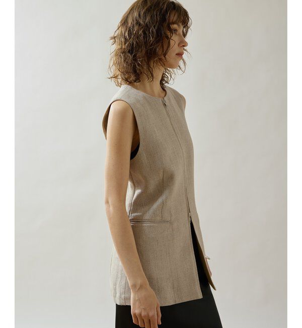 Drawing Numbers「【Drawing Numbers】ヘビーリネンクルーネックジレ」|ベスト・ジレ|
