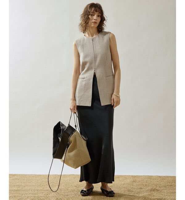 Drawing Numbers「【Drawing Numbers】ヘビーリネンクルーネックジレ」|ベスト・ジレ|