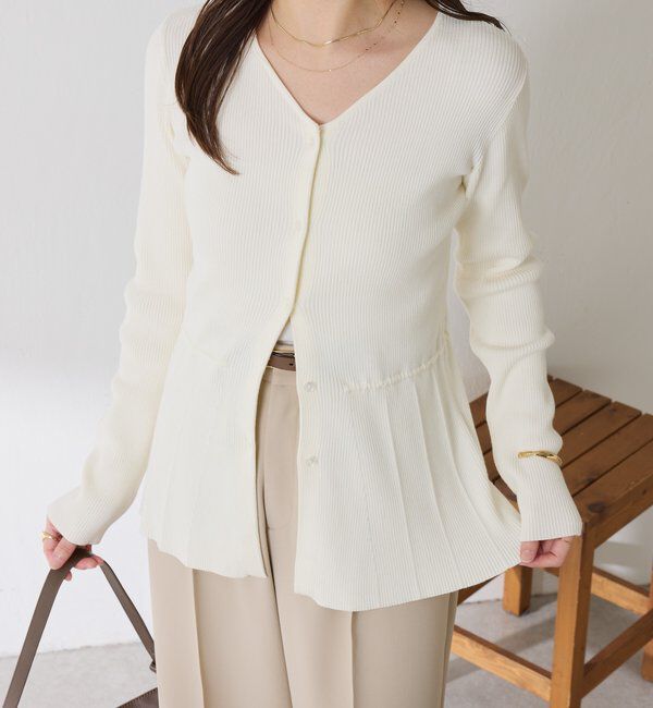  「リブペプラムカーディガン」|ニット・セーター|オフホワイト