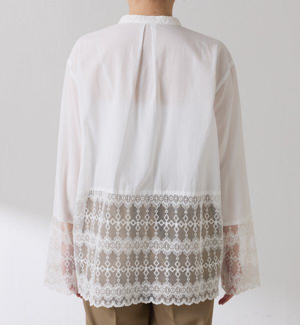  「ボウタイ裾レース切替シャツ」|シャツ・ブラウス|