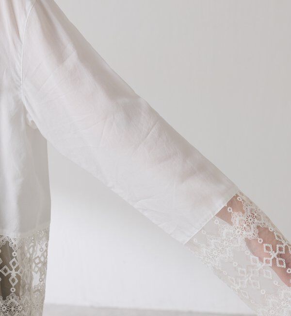  「ボウタイ裾レース切替シャツ」|シャツ・ブラウス|