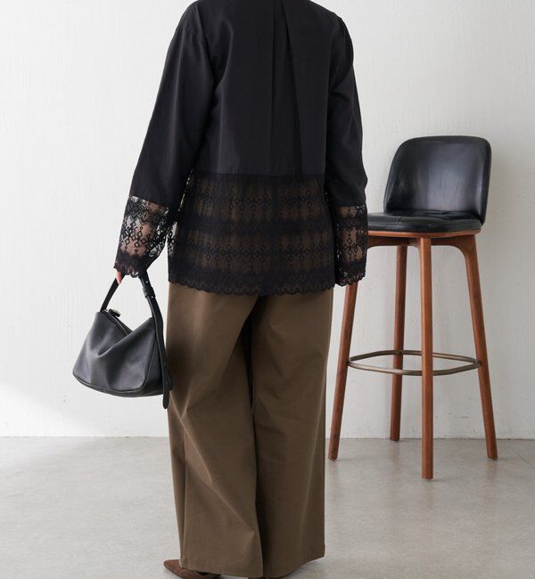  「ボウタイ裾レース切替シャツ」|シャツ・ブラウス|