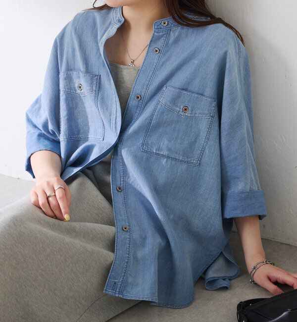  「【丈を変えられる】Q.anosライトデニムドルマンシャツ」|シャツ・ブラウス|