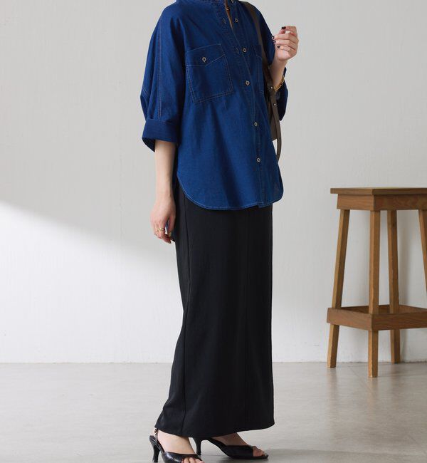  「【丈を変えられる】Q.anosライトデニムドルマンシャツ」|シャツ・ブラウス|