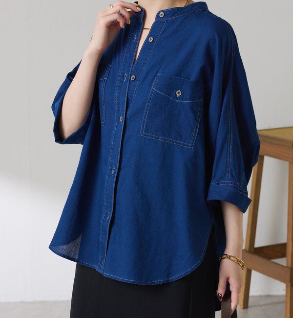  「【丈を変えられる】Q.anosライトデニムドルマンシャツ」|シャツ・ブラウス|