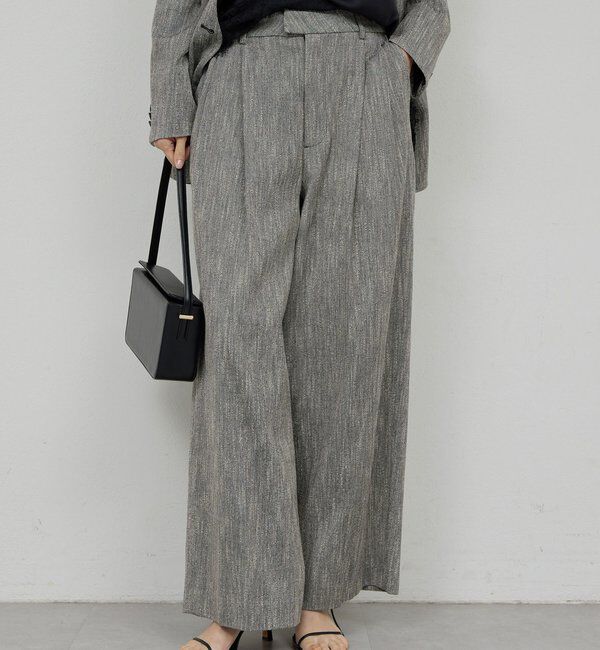  「【セットアップ対応】ダブルタックツイードパンツ」|チノ|ブラック