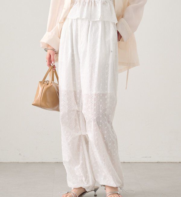  「コットン刺繍ドロストパンツ」|チノ|