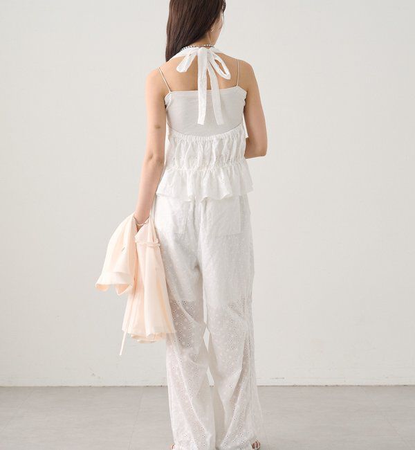  「コットン刺繍ドロストパンツ」|チノ|