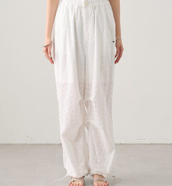  「コットン刺繍ドロストパンツ」|チノ|