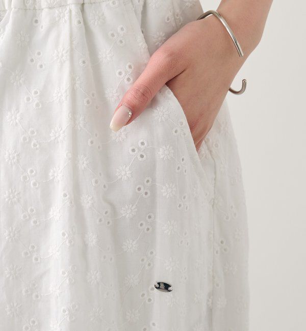  「コットン刺繍ドロストパンツ」|チノ|