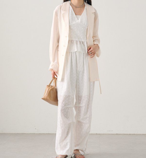  「コットン刺繍ドロストパンツ」|チノ|