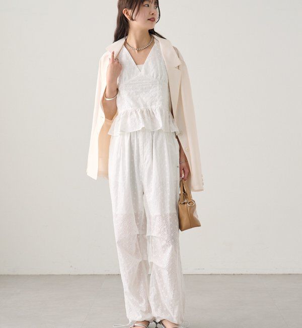  「コットン刺繍ドロストパンツ」|チノ|