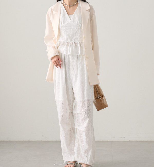  「コットン刺繍ドロストパンツ」|チノ|