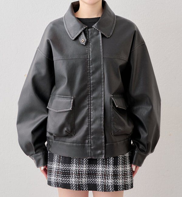  「【REVIVAL/WEB限定】フェイクレザーミドルルーズジャケット」|その他|