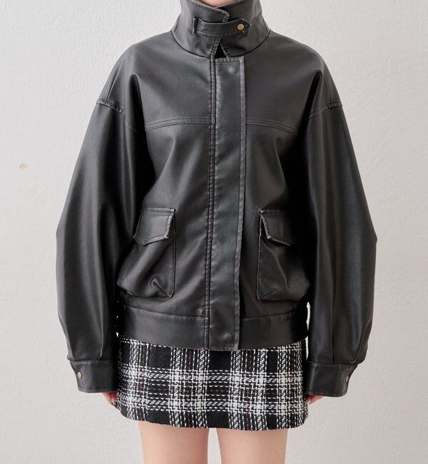  「【REVIVAL/WEB限定】フェイクレザーミドルルーズジャケット」|その他|