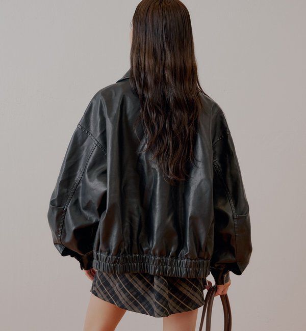  「【REVIVAL/WEB限定】フェイクレザーミドルルーズジャケット」|その他|