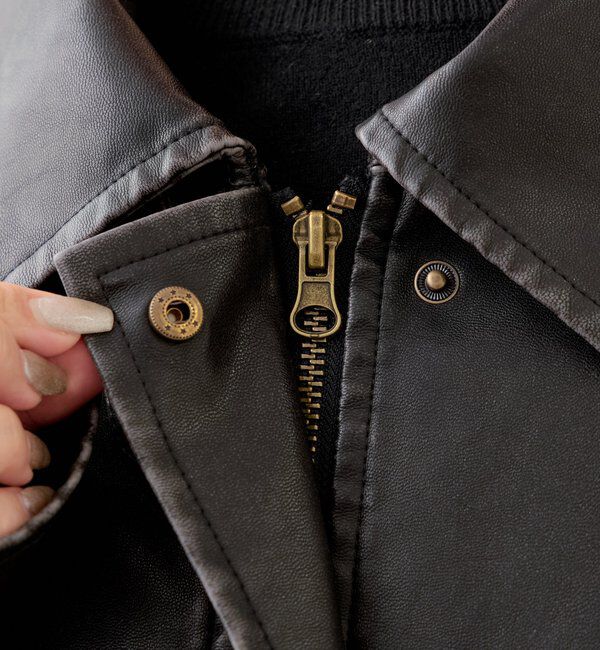  「【REVIVAL/WEB限定】フェイクレザーミドルルーズジャケット」|その他|