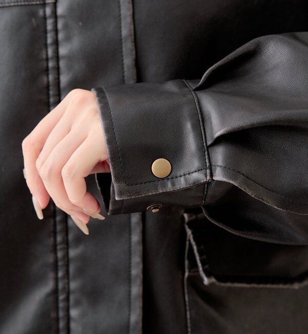  「【REVIVAL/WEB限定】フェイクレザーミドルルーズジャケット」|その他|