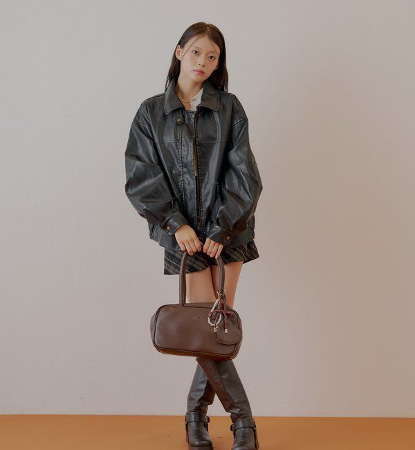  「【REVIVAL/WEB限定】フェイクレザーミドルルーズジャケット」|その他|