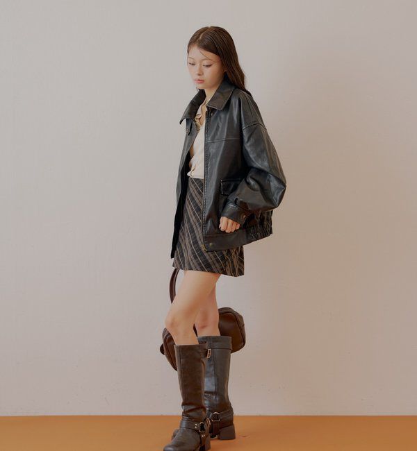  「【REVIVAL/WEB限定】フェイクレザーミドルルーズジャケット」|その他|