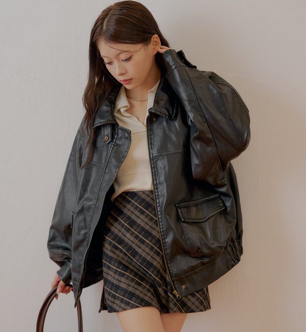  「【REVIVAL/WEB限定】フェイクレザーミドルルーズジャケット」|その他|