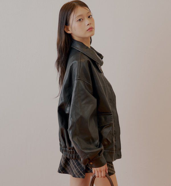  「【REVIVAL/WEB限定】フェイクレザーミドルルーズジャケット」|その他|