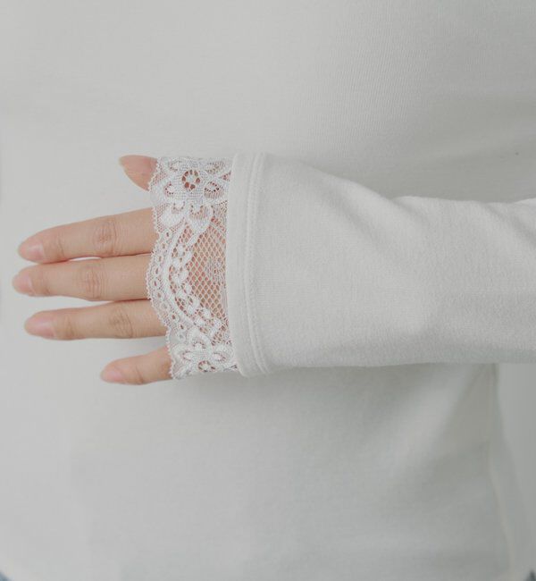  「カップ付きレースコンパクトトップス」|Tシャツ・カットソー|