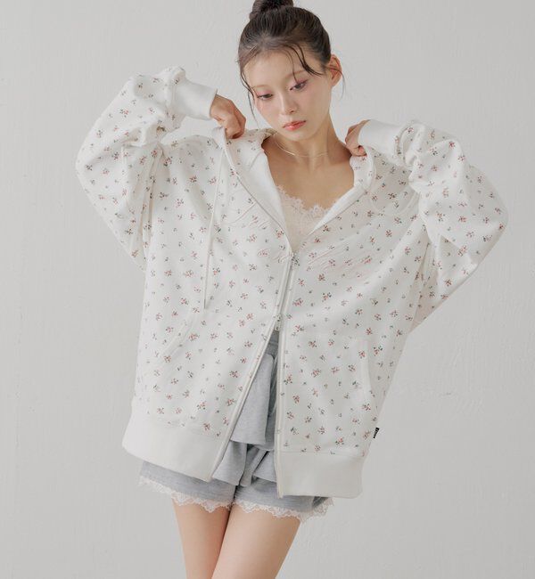  「花柄ルーズパーカー」|パーカー|