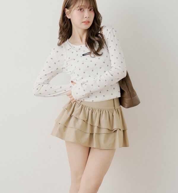  「レイヤードフリルティアードスカート」|スカート|ベージュ