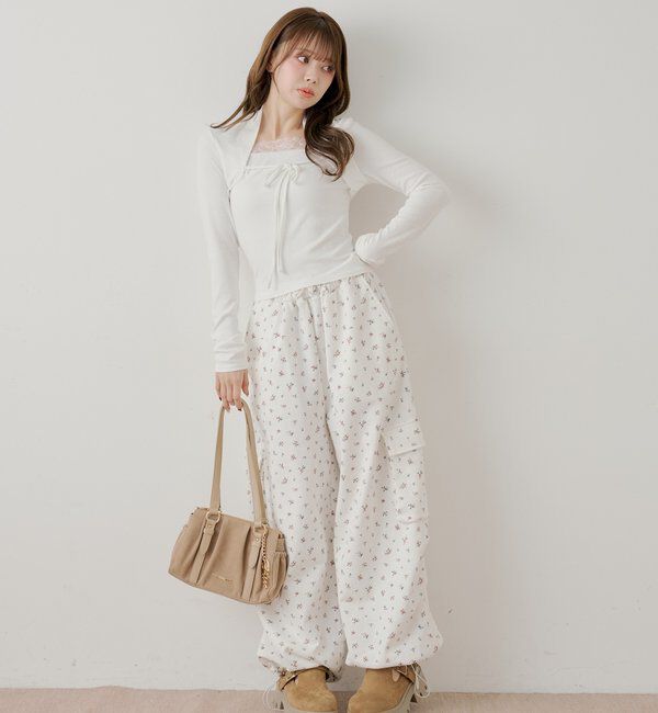  「ボレロ風レースレイヤードトップス」|Tシャツ・カットソー|