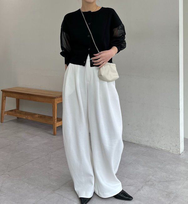  「【WEB限定カラー・ピンク】シアースリーブショートカーディガン」|カーディガン|