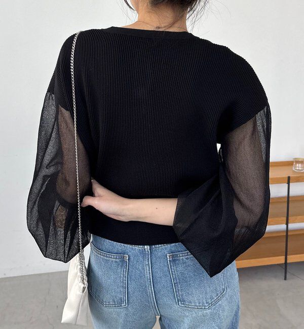  「【WEB限定カラー・ピンク】シアースリーブショートカーディガン」|カーディガン|