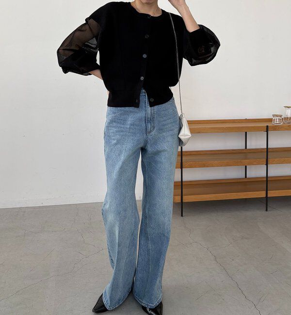  「【WEB限定カラー・ピンク】シアースリーブショートカーディガン」|カーディガン|